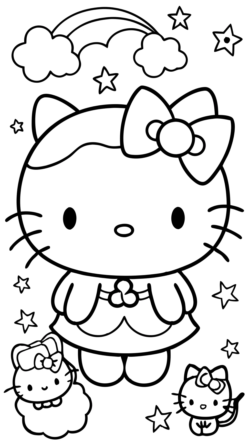 Cinnamoroll Hello Kitty Coloring Página